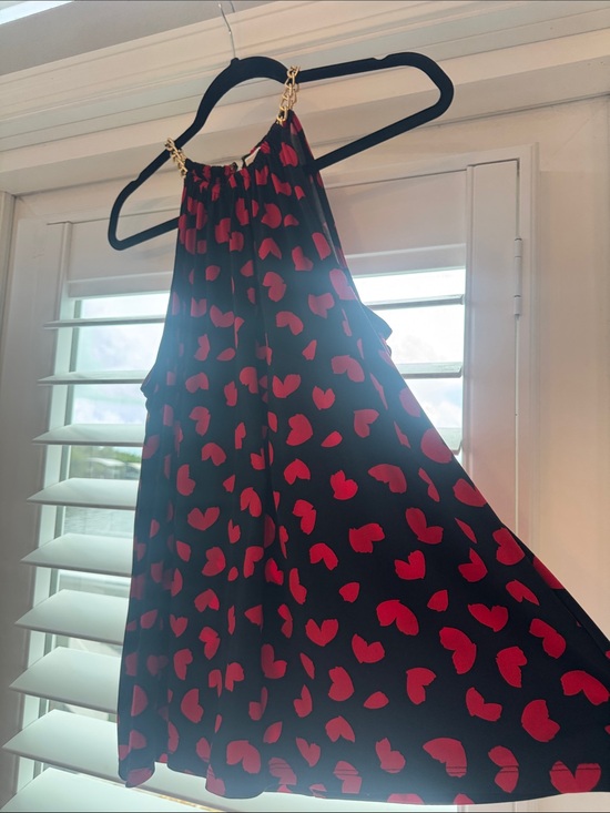 Michael Kors Tops - Michael Kors Black Halter Tunic with Red Heart Print